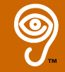 The Audio Description Associates logo -- a continuous line forming the outline of an ear, starting at its bottom from the lobe and circling up and around within the middle of the ear to form the outline of an open eye; a white donut shape serves as an eyeball.
